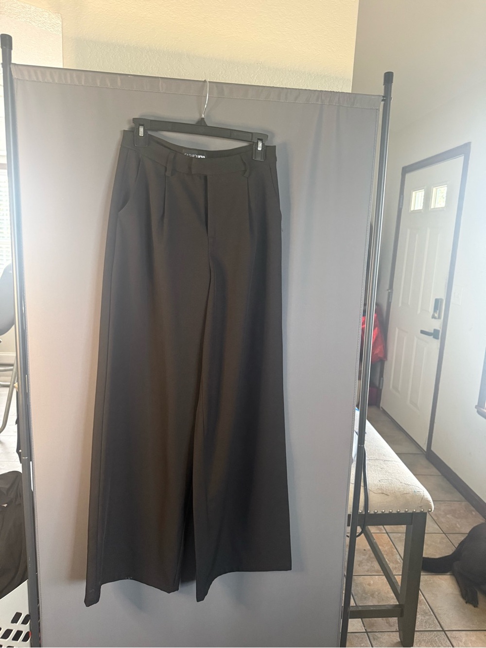 Fashion Nova Black Wide-Leg High-Rise Trousers